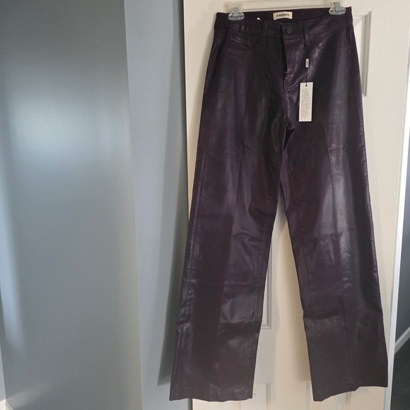 L'AGENCE Pants - NWT L'AGENCE Wide Leg Coated Pants in Deep Plum